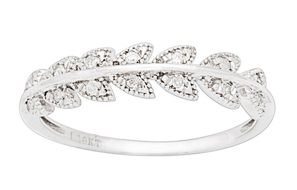 10k White Gold Vintage Style Diamond Wedding Band (0.08 cttw, H-I Color, I1-I2 Clarity)