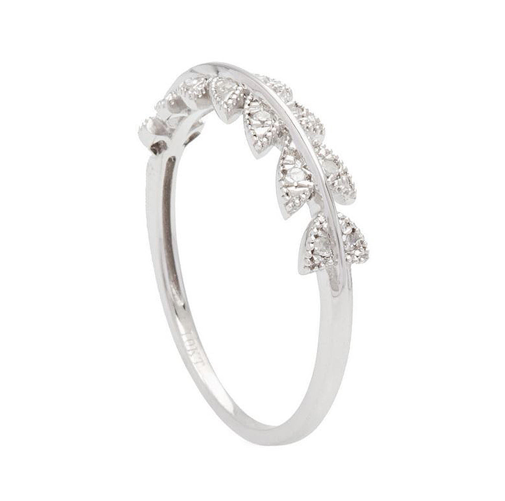 10k White Gold Vintage Style Diamond Wedding Band (0.08 cttw, H-I Color, I1-I2 Clarity)