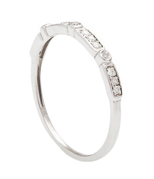 10k White Gold Diamond Stackable Wedding Band (1/8 cttw, H-I Color, I1-I2 Clarity)