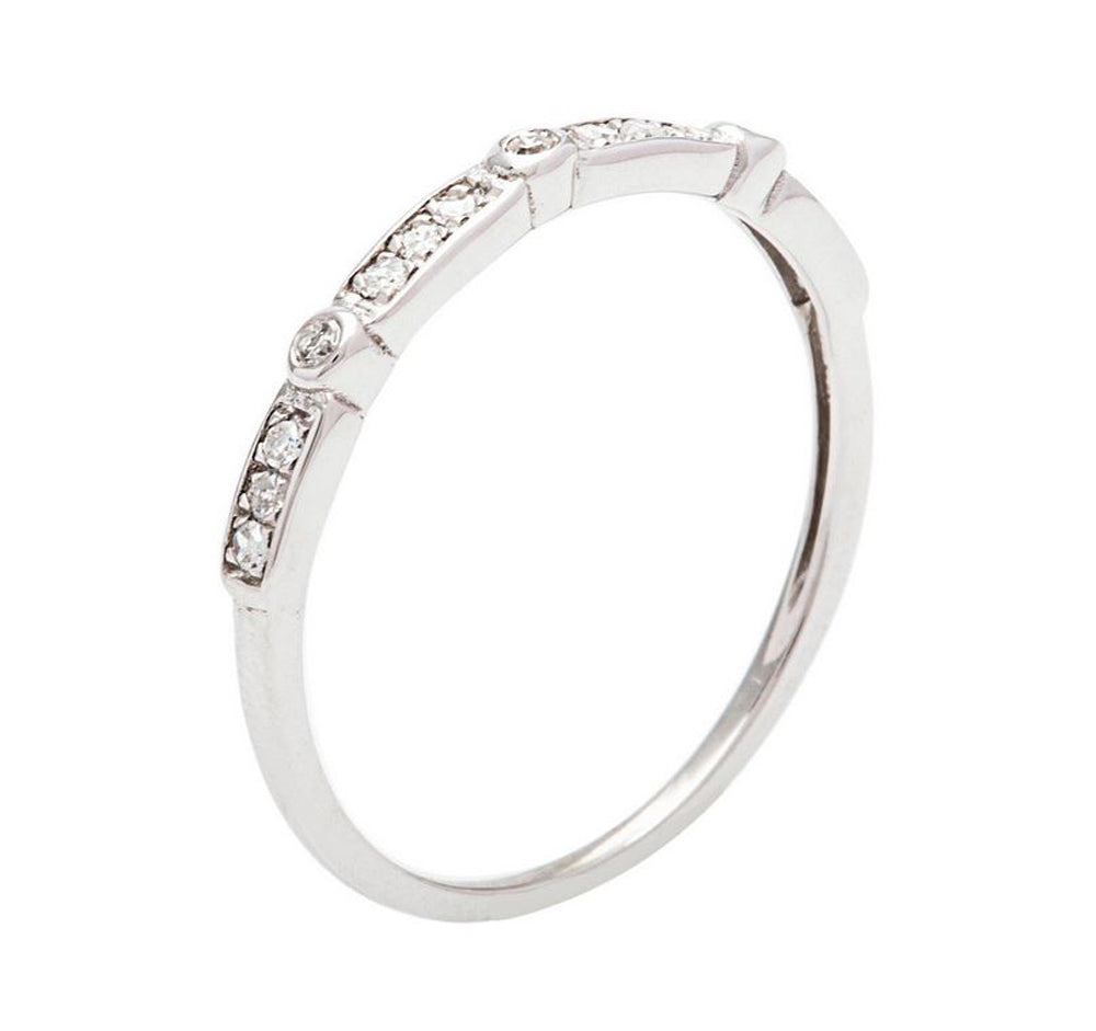10k White Gold Diamond Stackable Wedding Band (1/8 cttw, H-I Color, I1-I2 Clarity)