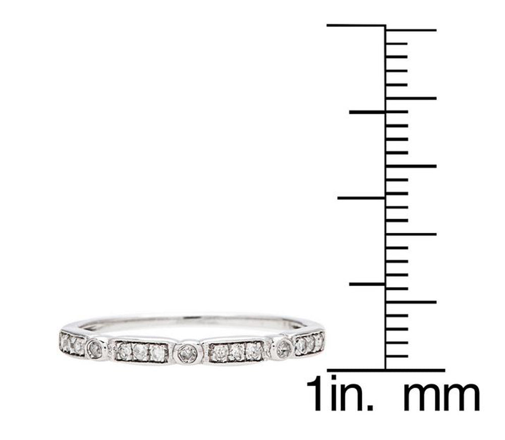10k White Gold Diamond Stackable Wedding Band (1/8 cttw, H-I Color, I1-I2 Clarity)