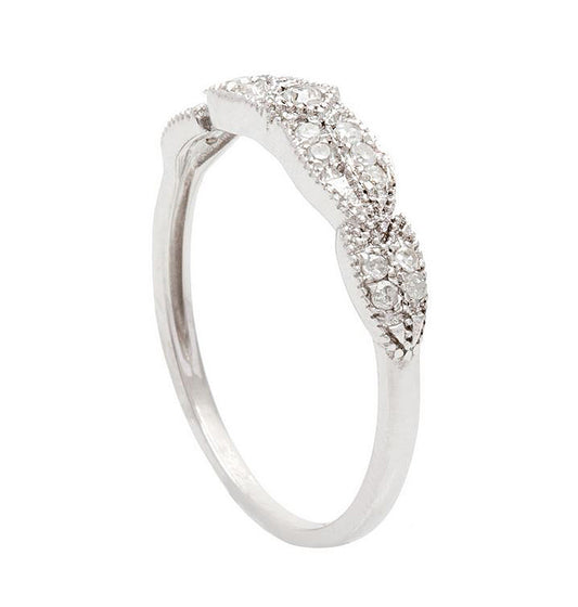 10k White Gold Diamond Vintage Style Anniversary Ring (1/7 cttw, H-I Color, I1-I2 Clarity)