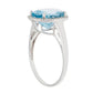 10k White Gold 3.80ct Oval Blue Topaz and Diamond Halo Ring