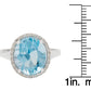 10k White Gold 3.80ct Oval Blue Topaz and Diamond Halo Ring