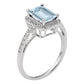 10k White Gold Emerald-Cut Aquamarine and Diamond Halo Ring