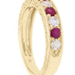 10k Yellow Gold Ruby and White Sapphire Vintage Style Anniversary Wedding Band