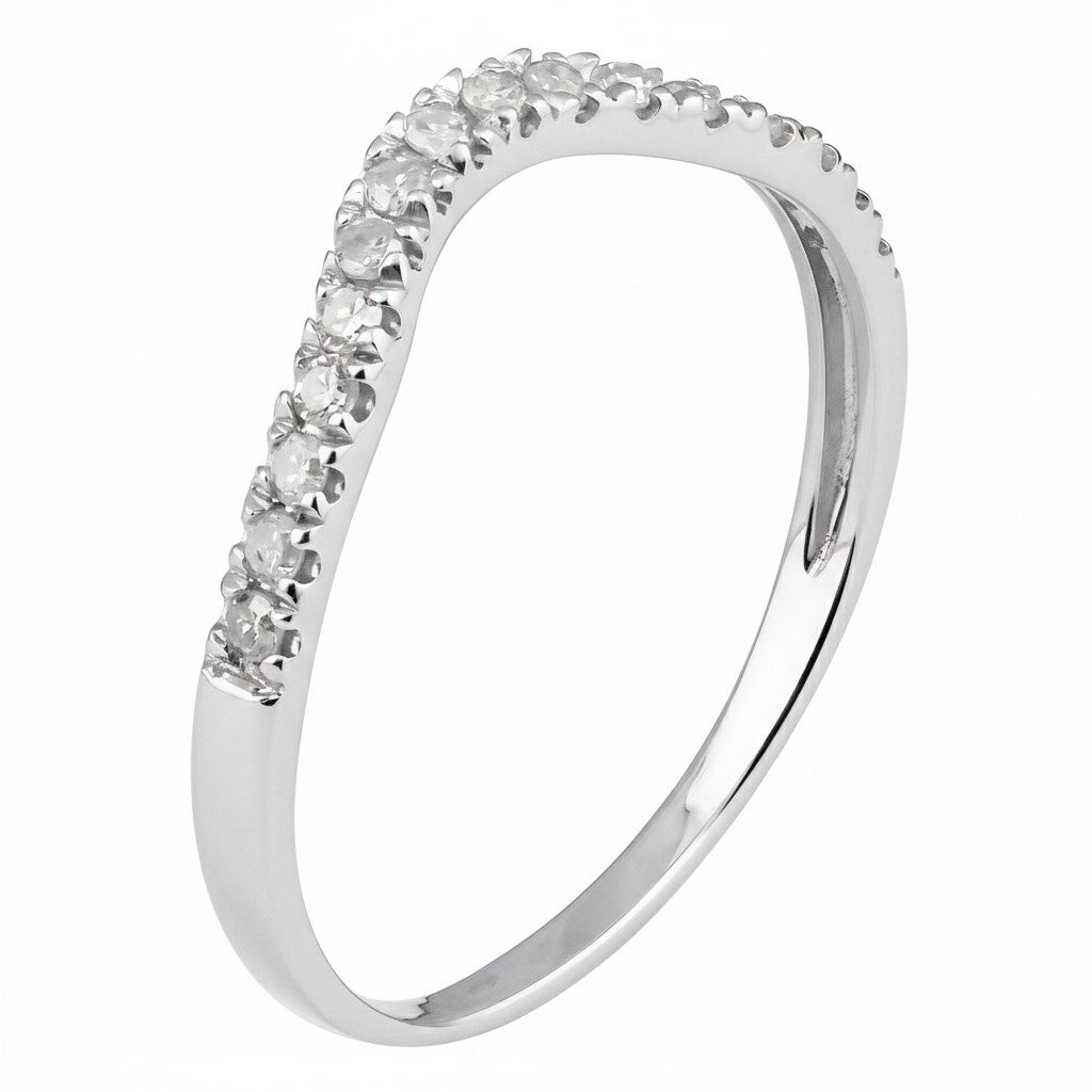 10k White Gold Curved Diamond Wedding Band 1/5 cttw, H-I Color, I1-I2 Clarity
