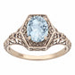 10k Yellow Gold Vintage Style Genuine Oval Aquamarine Filigree Ring