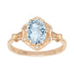 10k Yellow Gold Vintage Style Genuine Oval Aquamarine and Diamond Halo Ring