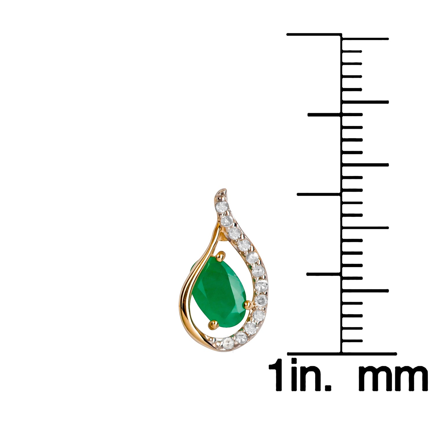 10k Yellow Gold Genuine Oval Emerald and Diamond Curved Halo Drop Earrings