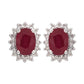10k White Gold Genuine Ruby and Diamond Halo Earrings