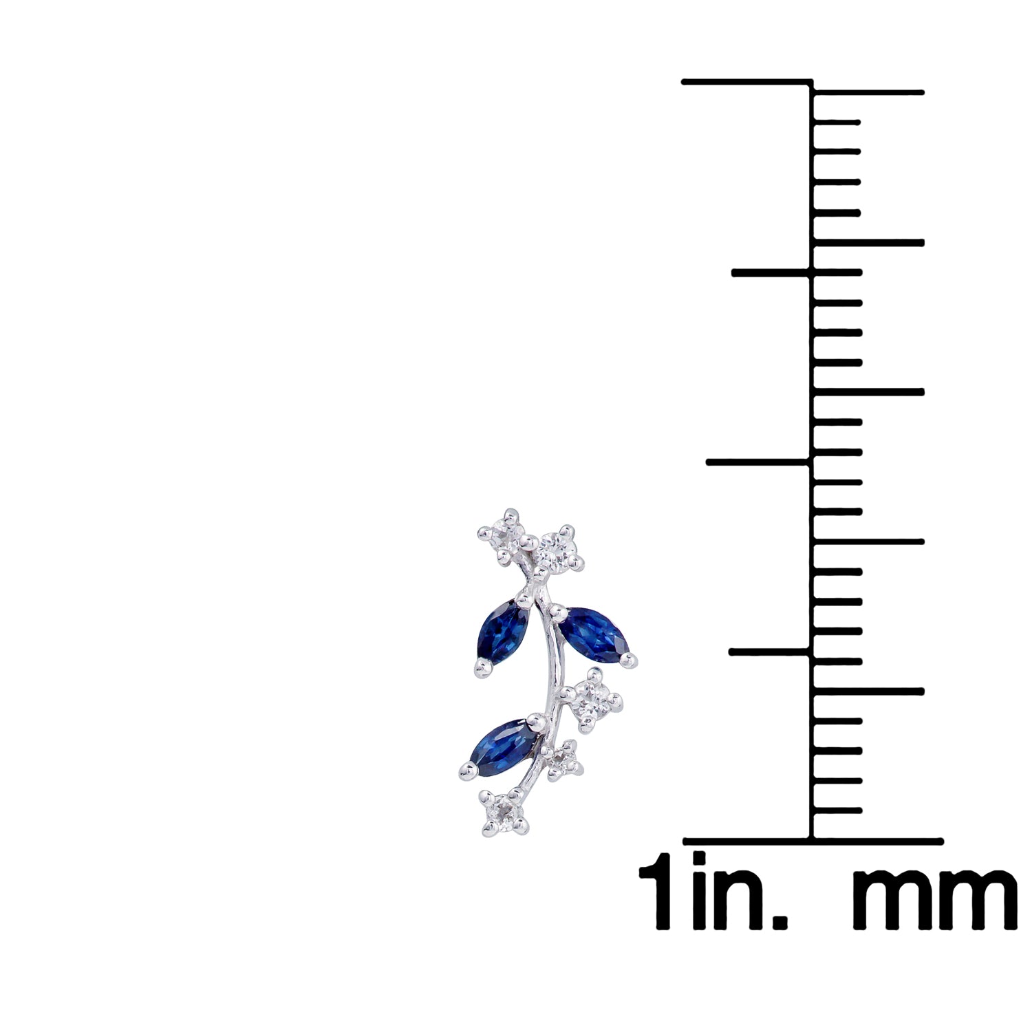 10k White Gold Genuine Sapphire and White Topaz Crescent Earrings
