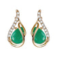10k Yellow Gold Genuine Pear-Shape Emerald and Diamond Curved Halo Drop Earrings