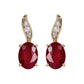 10k Yellow Gold Genuine Oval Ruby and Diamond Drop Earrings