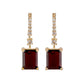 10k Yellow Gold Emerald-Cut Garnet and White Topaz Dangle Earrings
