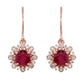 10k Rose Gold Genuine Round Ruby and Diamond Vintage Style Halo Earrings