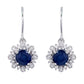 10k White Gold Genuine Round Sapphire and Diamond Vintage Style Halo Earrings