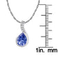 10k White Gold Genuine Pear Shape Tanzanite and Diamond Drop Pendant Necklace
