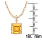 10k Yellow Gold Genuine Princess Citrine and Diamond Halo Necklace