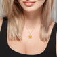 10k Yellow Gold Genuine Princess Citrine and Diamond Halo Necklace