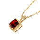 10k Yellow Gold Genuine Princess Garnet and Diamond Halo Necklace