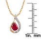 10k Yellow Gold Genuine Oval Ruby and Diamond Halo Drop Pendant Necklace