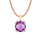 10k Rose Gold Genuine Round Amethyst Pendant Necklace