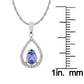 10k White Gold Genuine Pear Shape Tanzanite and Diamond Halo Teardrop Pendant Necklace