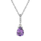 10k White Gold Genuine Pear Shape Amethyst and Diamond Drop Pendant Necklace