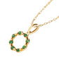 10k Yellow Gold Genuine Round Emerald Circle Pendant Necklace