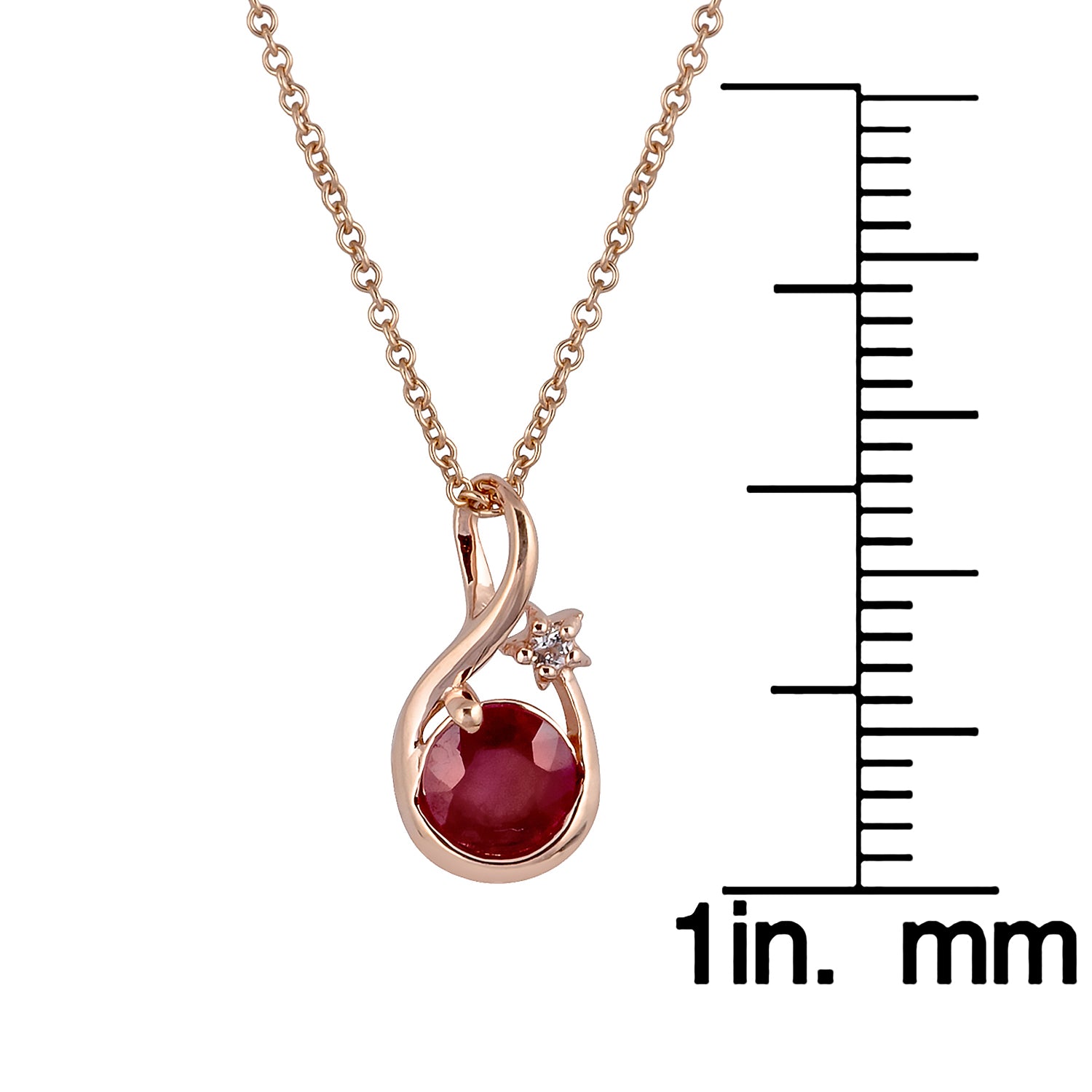 10k Rose Gold Genuine Round Ruby Pendant Necklace