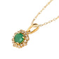 10k Yellow Gold Genuine Round Emerald and Diamond Vintage Style Halo Pendant Necklace