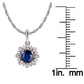 10k White Gold Genuine Round Sapphire and Diamond Vintage Style Halo Pendant Necklace