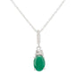 10k White Gold Oval Emerald and Diamond Necklace