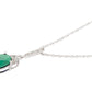 10k White Gold Oval Emerald and Diamond Necklace