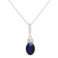 10k White Gold Oval Blue Sapphire and Diamond Necklace