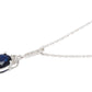 10k White Gold Oval Blue Sapphire and Diamond Necklace