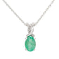10k White Gold Oval Emerald and Diamond Twist Necklace