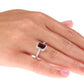 10k White Gold Emerald-Cut Garnet and Diamond Halo Ring