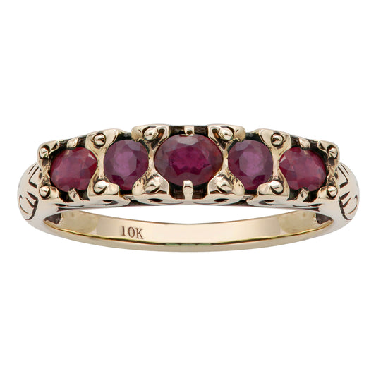 10k Yellow Gold Genuine Ruby Anniversary Ring