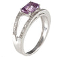 Sterling Silver Emerald-cut Amethyst and Split-Shank Diamond Ring