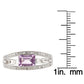 Sterling Silver Emerald-cut Amethyst and Split-Shank Diamond Ring