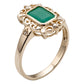 10k Yellow Gold Vintage Style Genuine Emerald and Diamond Ring
