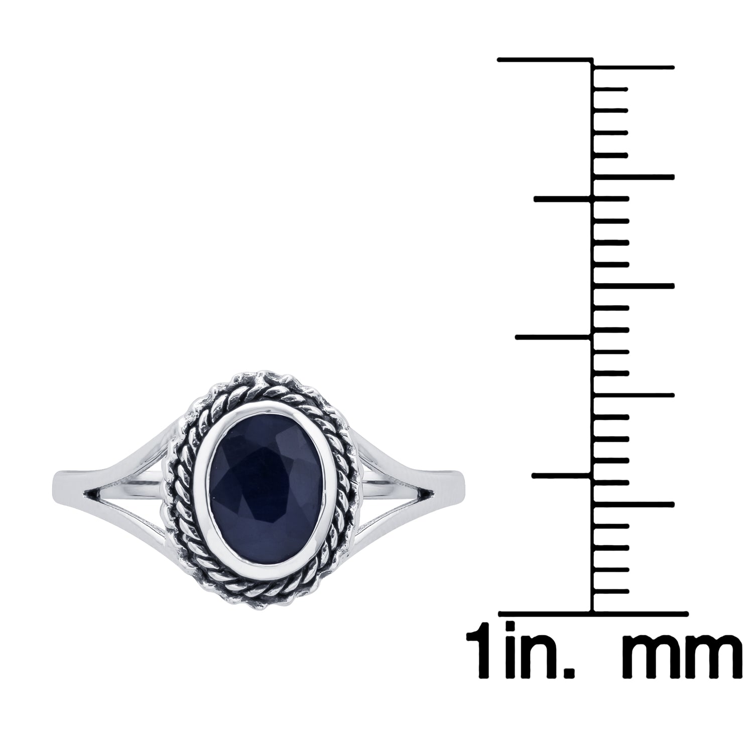 10k  White Gold Genuine Oval Sapphire Split Shank Ring