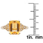 10k Yellow Gold Vintage Style Genuine Emerald-cut Citrine and Diamond Ring