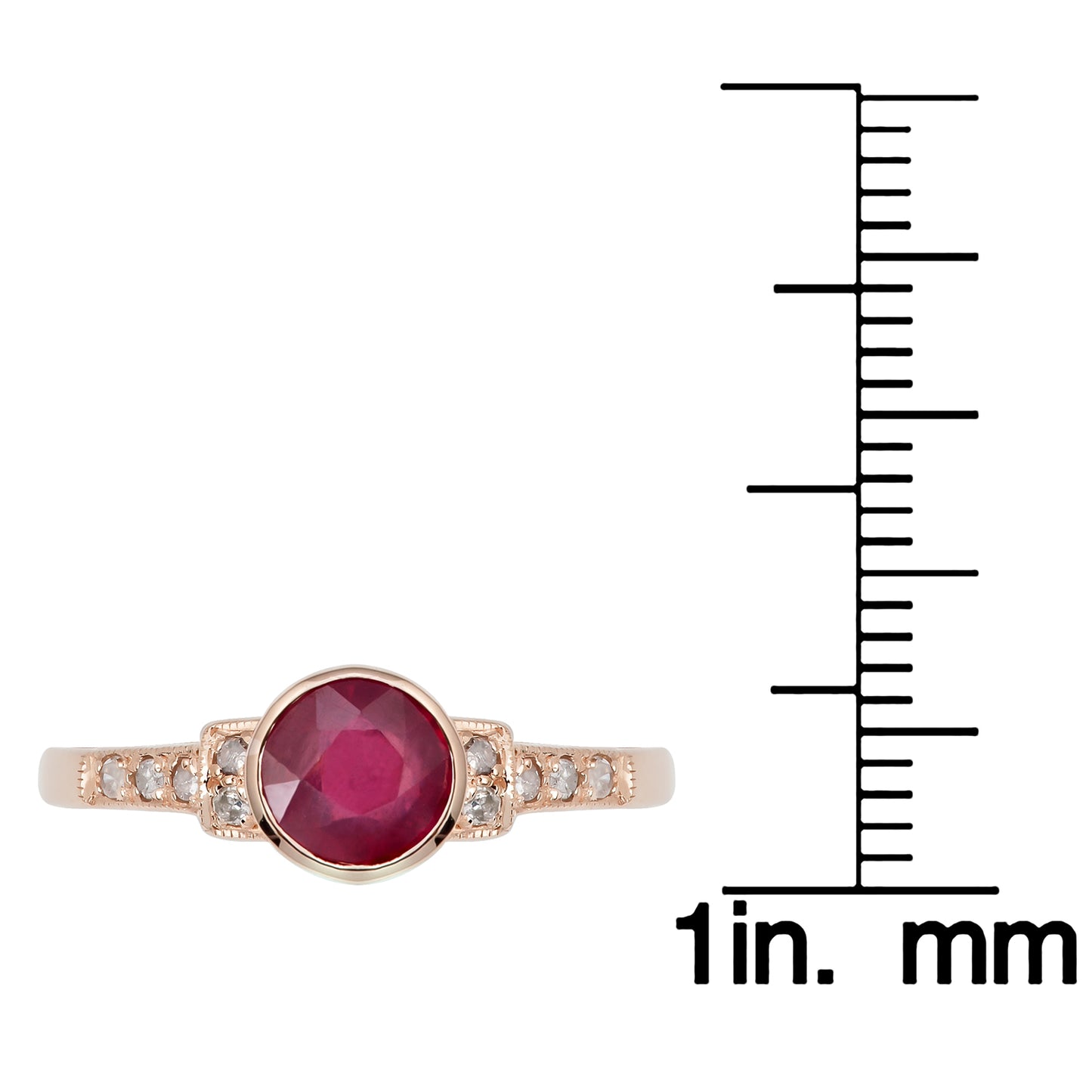 10k Rose Gold Vintage Style Genuine Round Ruby and Diamond Ring