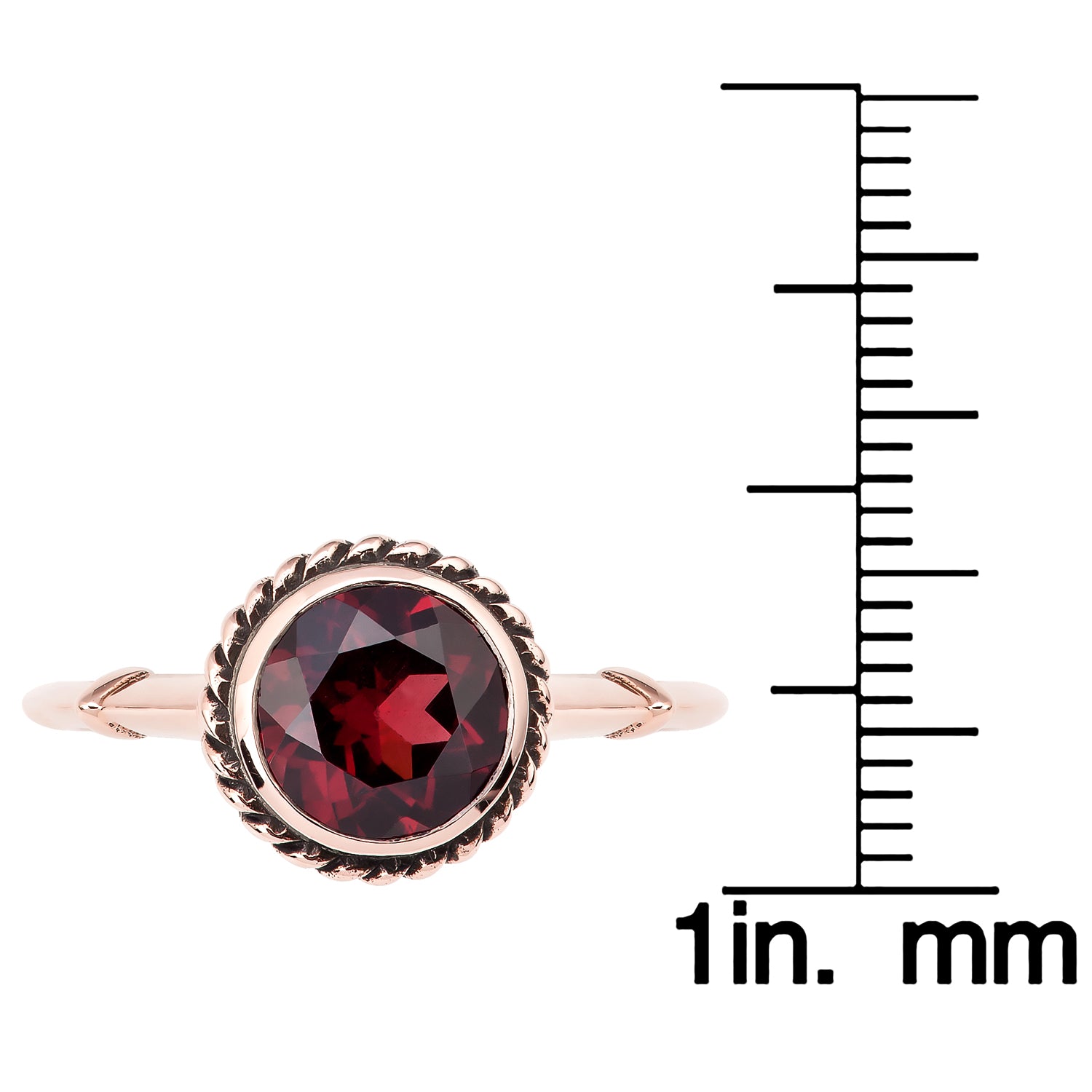 10k Rose Gold Vintage Style Genuine Round Garnet Ring