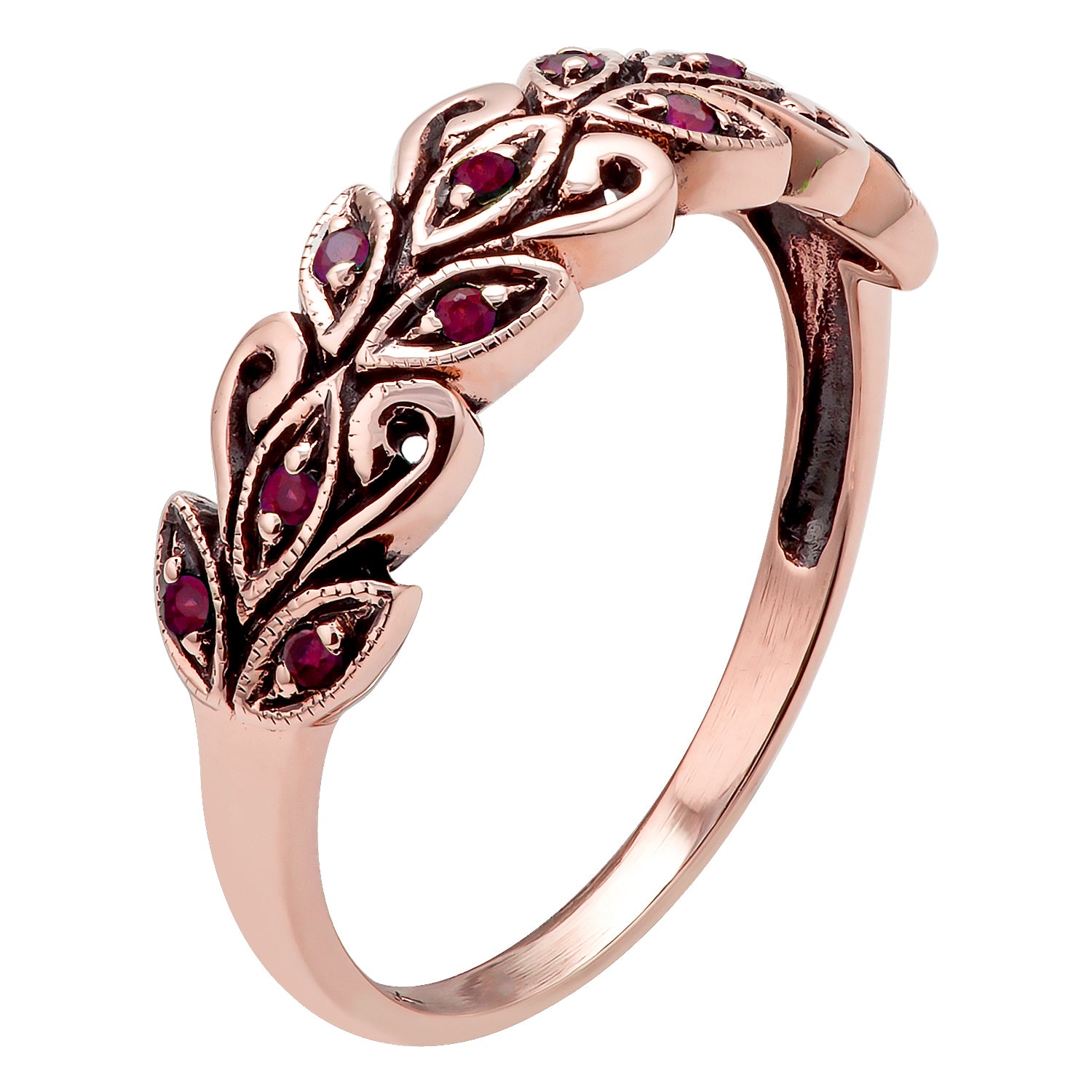 10k Rose Gold Genuine Ruby Scroll Anniversary Ring