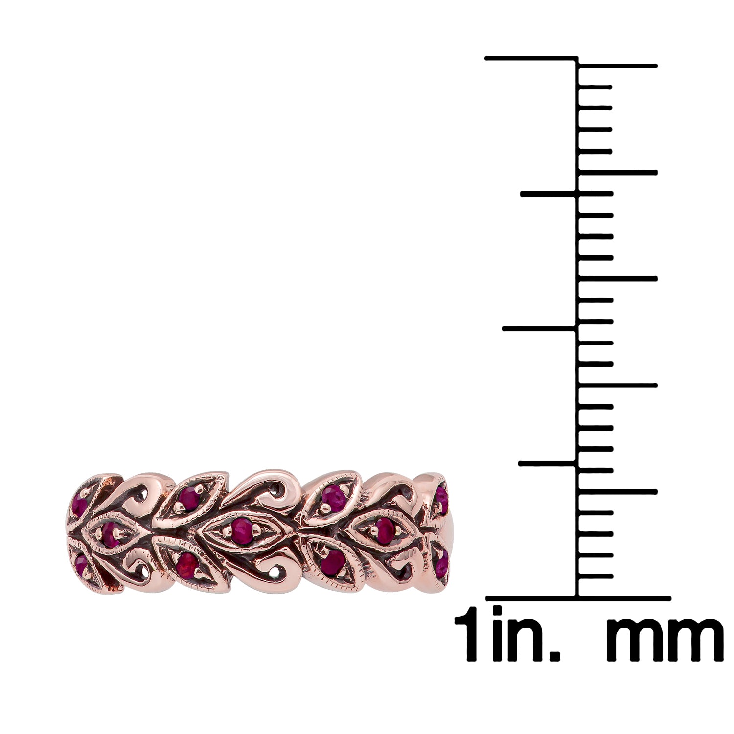 10k Rose Gold Genuine Ruby Scroll Anniversary Ring