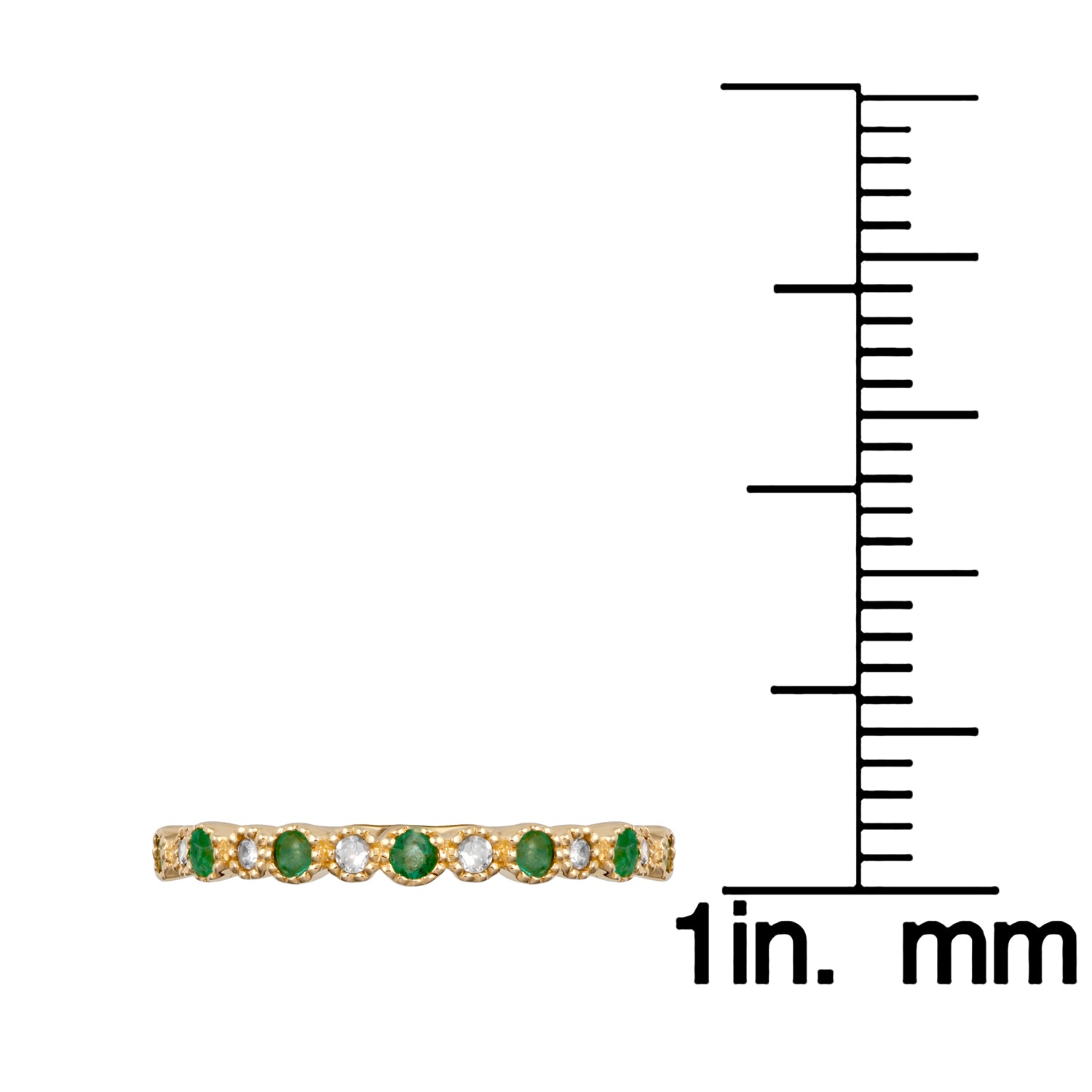 10k Yellow Gold Genuine Emerald and Diamond Petite Stackable Band